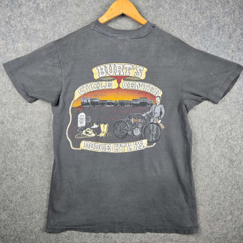 Vtg Harley Davidson Shirt Mens L Faded Black Real Men Wear Black Grunge 90s - Picture 8 of 12